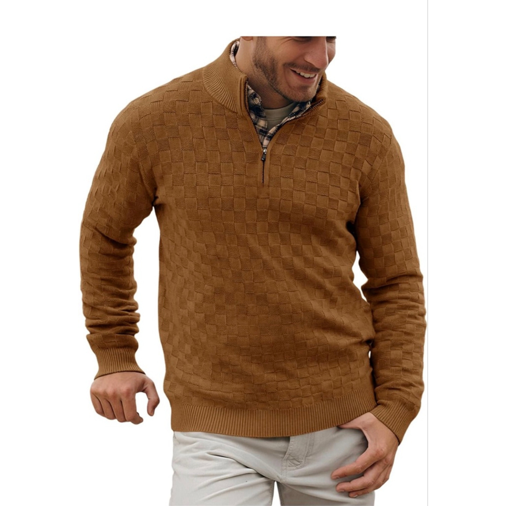 NEW Mens Quarter Zip Pullover Mock Neck Slim Fit Sweater M